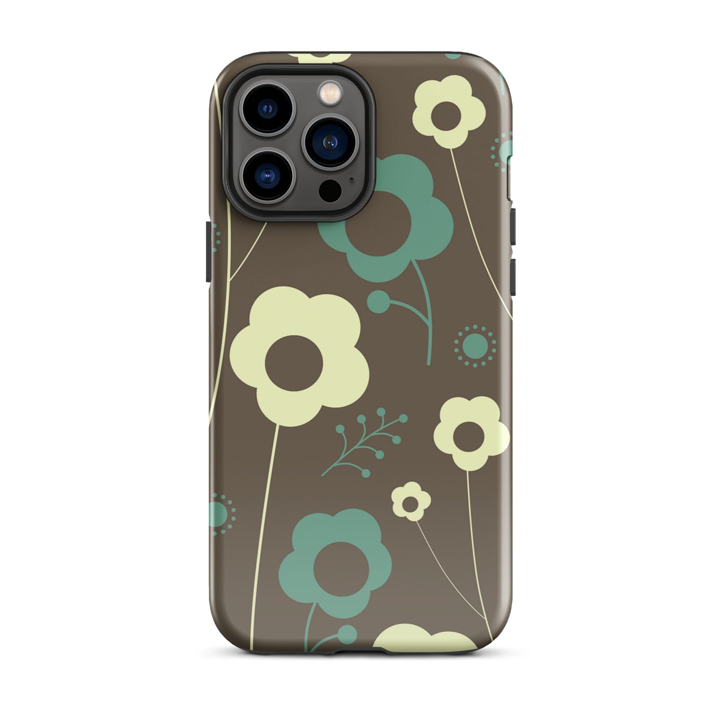 Tough Case for iPhone® Retro Flowers Brown