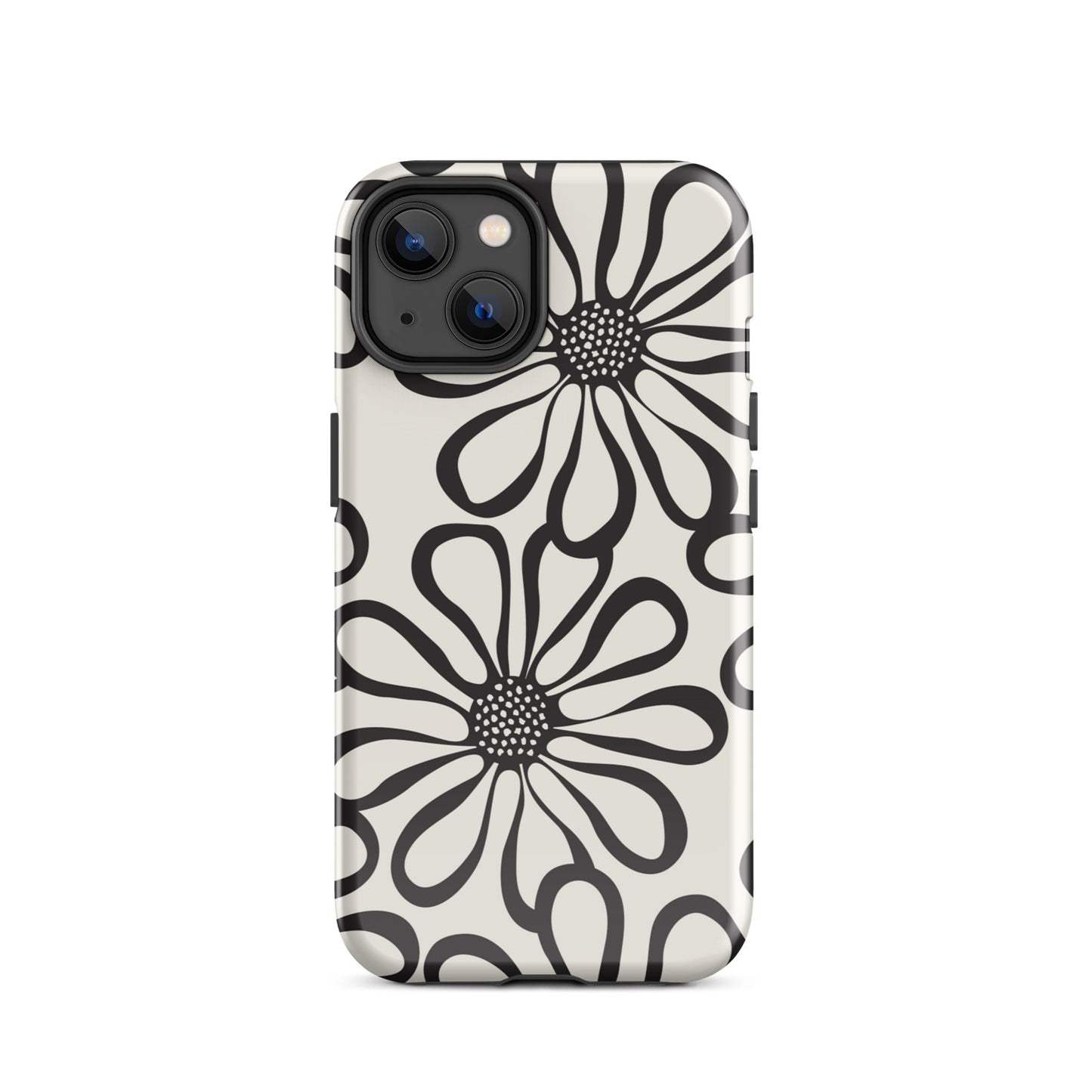 Tough Case for iPhone® Retro Flowers Black