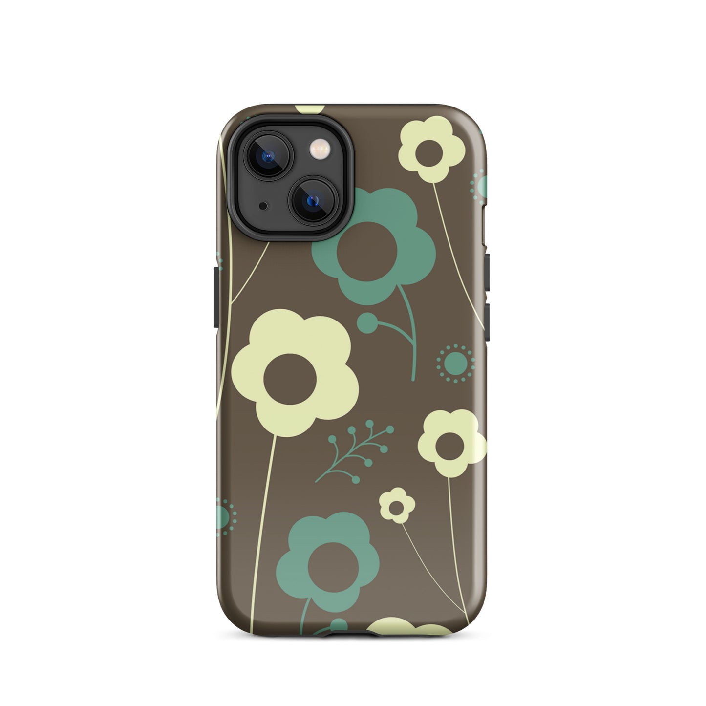 Tough Case for iPhone® Retro Flowers Brown