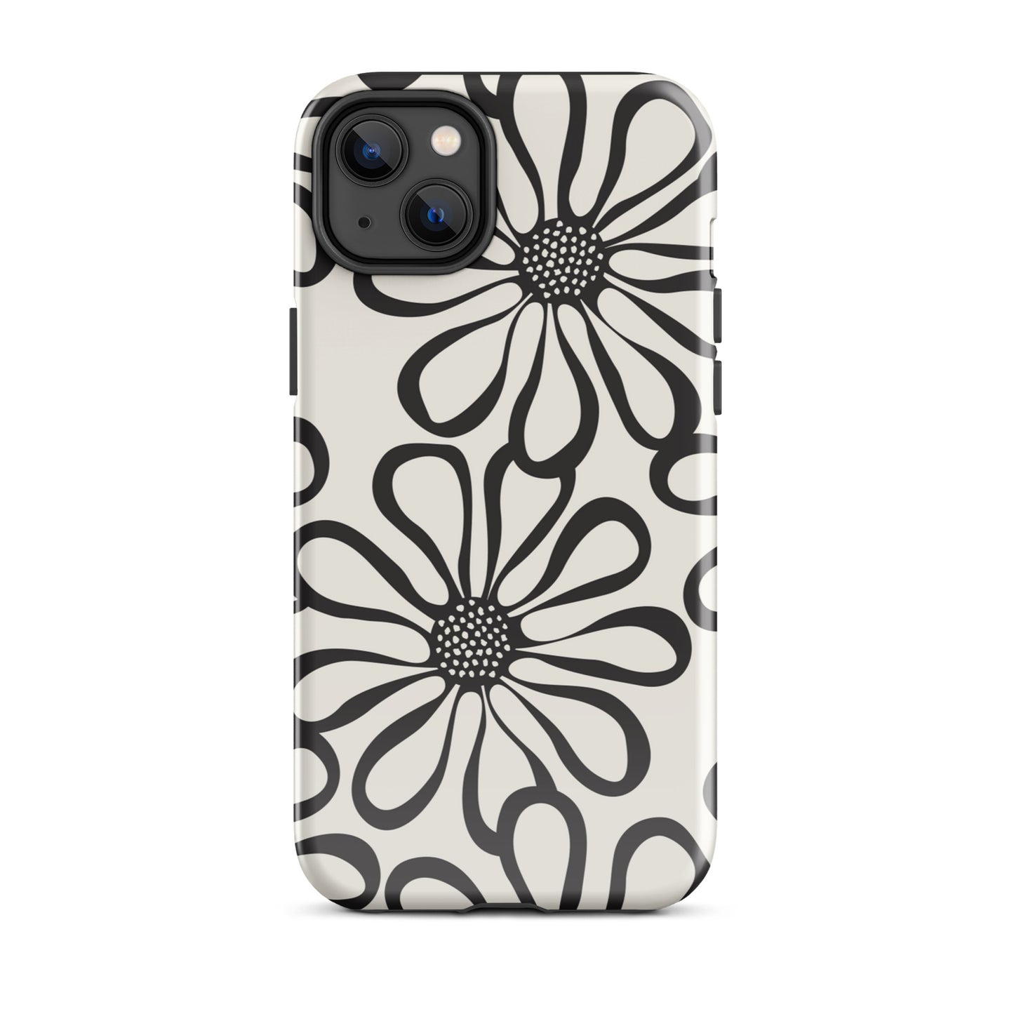 Tough Case for iPhone® Retro Flowers Black