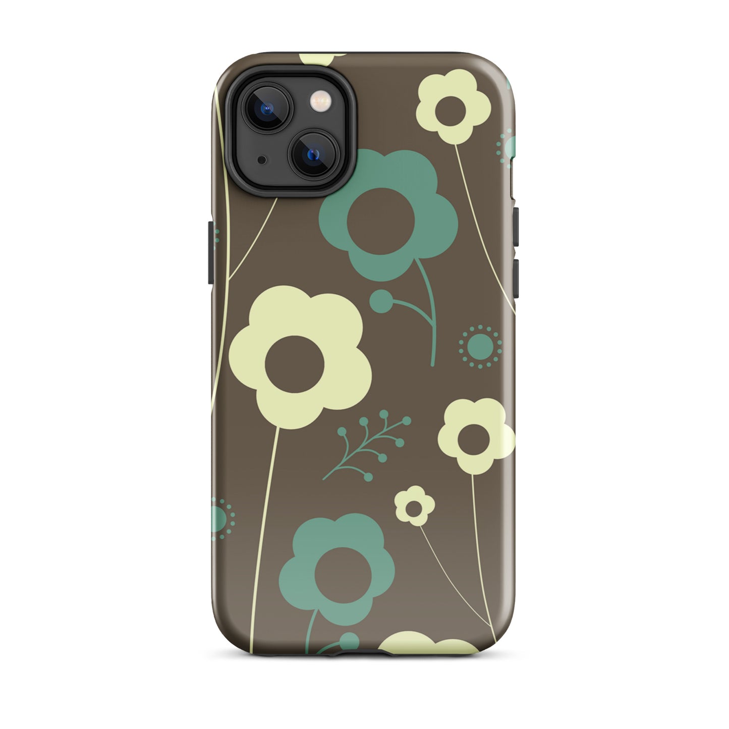 Tough Case for iPhone® Retro Flowers Brown