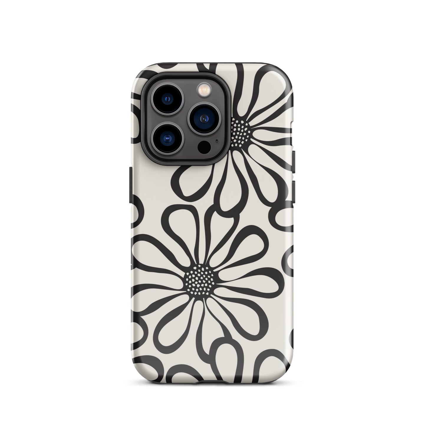 Tough Case for iPhone® Retro Flowers Black