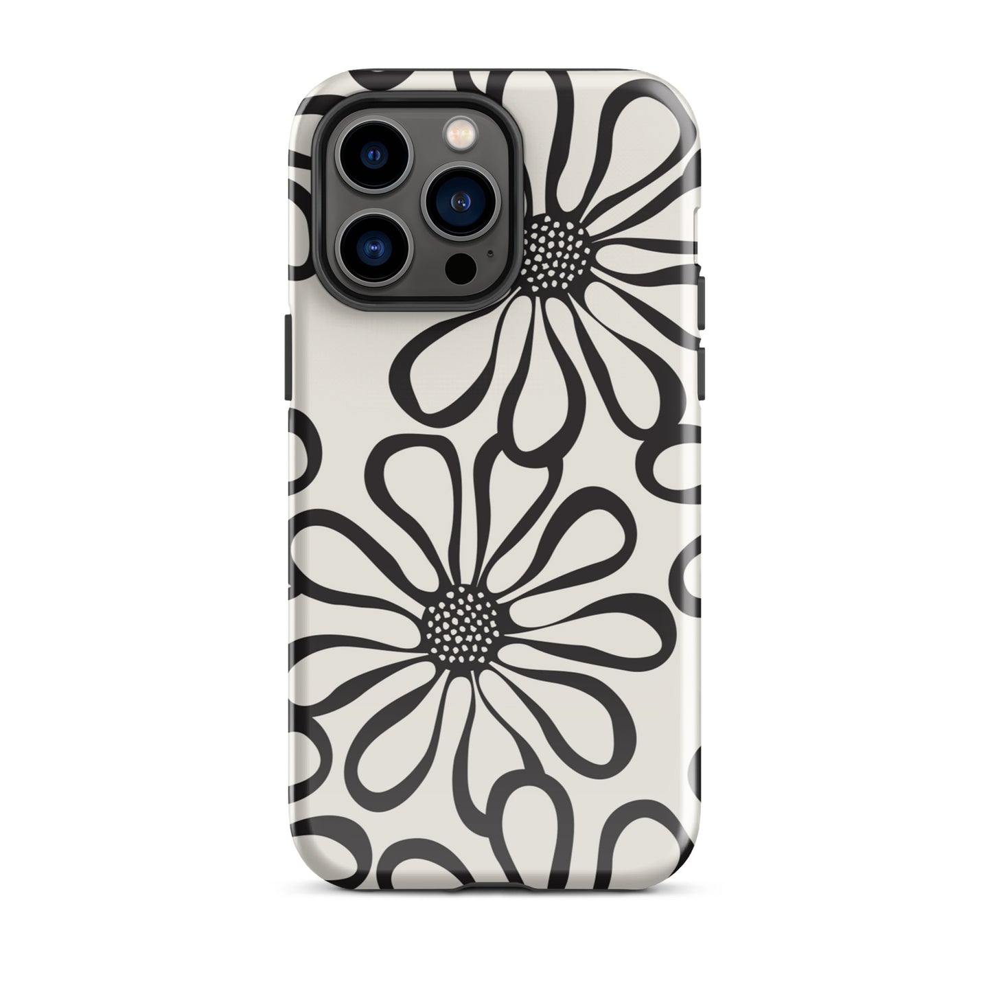 Tough Case for iPhone® Retro Flowers Black